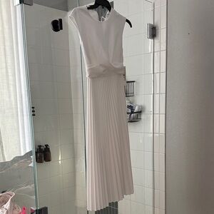 Calvin Klein White Pleated Midi Dress